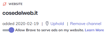 Abilitare Brave a pubblicare annunci sul tuo sito